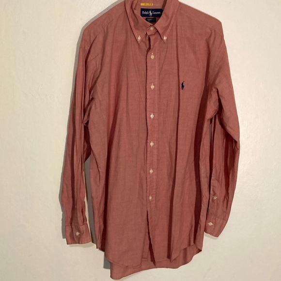 Polo Ralph Lauren Yarmouth Style pleated cuff men’s Large 15 1/2 32/33 blue lab - Picture 1 of 7